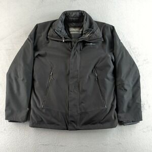 Eddie Bauer Puffer Jacket Mens Medium Black Down Insulated Winter Outdoor Coat